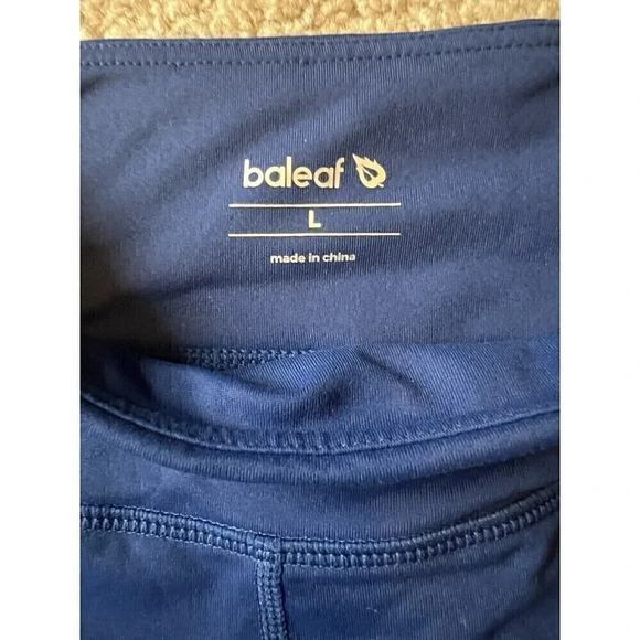 Baleaf High Waist Biker Shorts Navy Pockets Kids Size Large - Picture 4 of 4